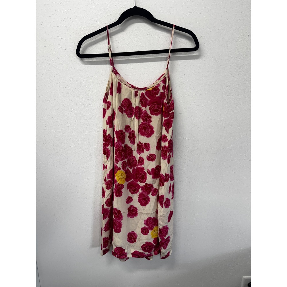 Anthropologie Moulinette Soeurs 100% Silk Magenta Rose Floral Slip Dress Sz 4 - Picture 10 of 15